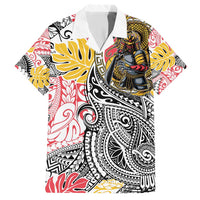 Japanese Samurai Warrior Family Matching Short Sleeve Bodycon Dress and Hawaiian Shirt Colorful Polynesian Tattoo Style