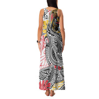 Japanese Samurai Warrior Family Matching Tank Maxi Dress and Hawaiian Shirt Colorful Polynesian Tattoo Style