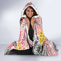 Japanese Samurai Warrior Hooded Blanket Colorful Polynesian Tattoo Style