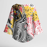 Japanese Samurai Warrior Kimono Sleeve Blouse Colorful Polynesian Tattoo Style - Polynesian Pride
