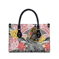 Japanese Samurai Warrior Leather Bag Colorful Polynesian Tattoo Style - Polynesian Pride