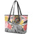 Japanese Samurai Warrior Leather Tote Bag Colorful Polynesian Tattoo Style