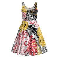 Japanese Samurai Warrior Midi Dress Colorful Polynesian Tattoo Style - Polynesian Pride