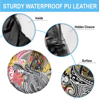 Japanese Samurai Warrior Spare Tire Cover Colorful Polynesian Tattoo Style