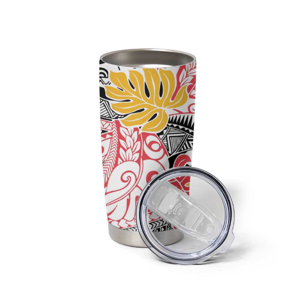 Japanese Samurai Warrior Tumbler Cup Colorful Polynesian Tattoo Style