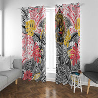 Japanese Samurai Warrior Window Curtain Colorful Polynesian Tattoo Style