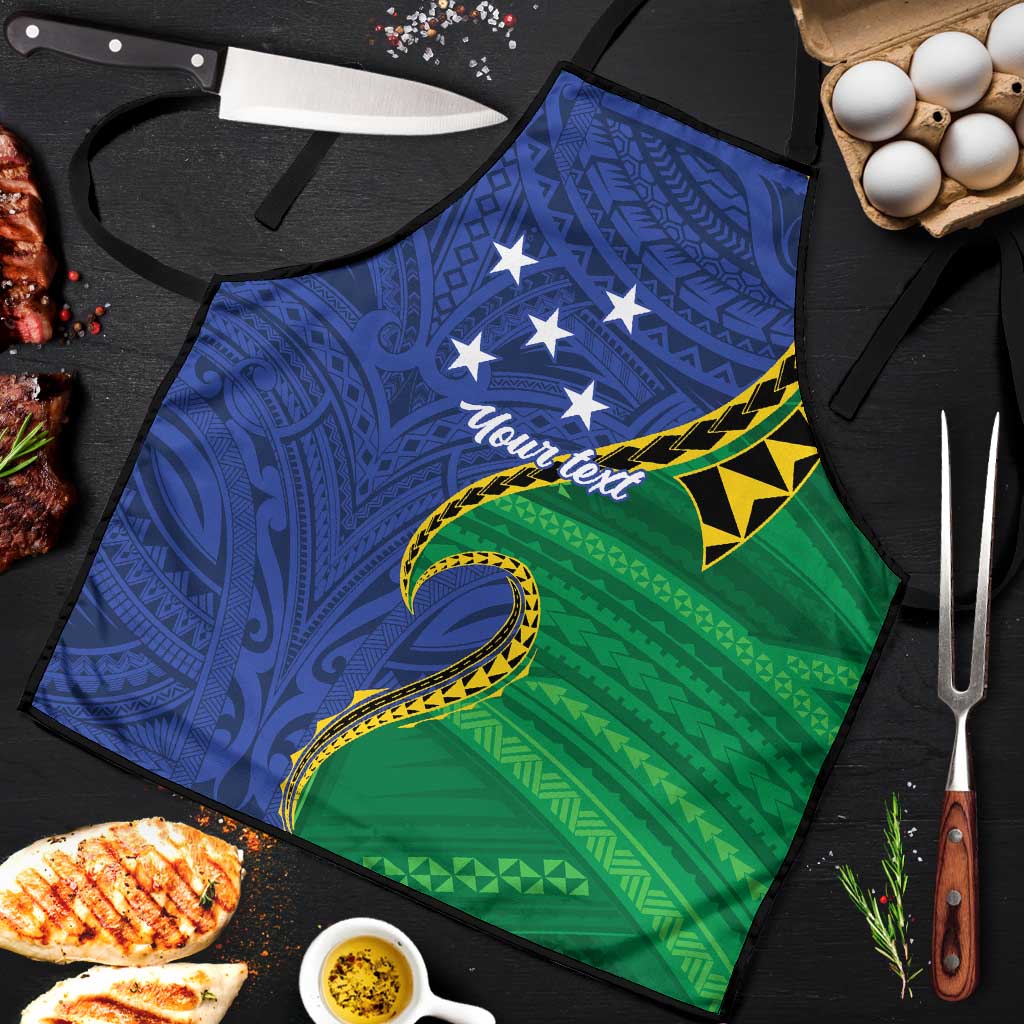 Solomon Islands Independence Day 1978 Personalised Apron Polynesian Pattern with Flag Style - Polynesian Pride