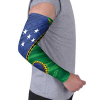 Solomon Islands Independence Day 1978 Personalised Arm Sleeves Polynesian Pattern with Flag Style - Polynesian Pride