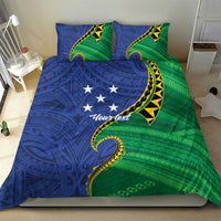 Solomon Islands Independence Day 1978 Personalised Bedding Set Polynesian Pattern with Flag Style