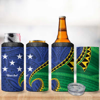 Solomon Islands Independence Day 1978 Personalised 4 in 1 Can Cooler Tumbler Polynesian Pattern with Flag Style