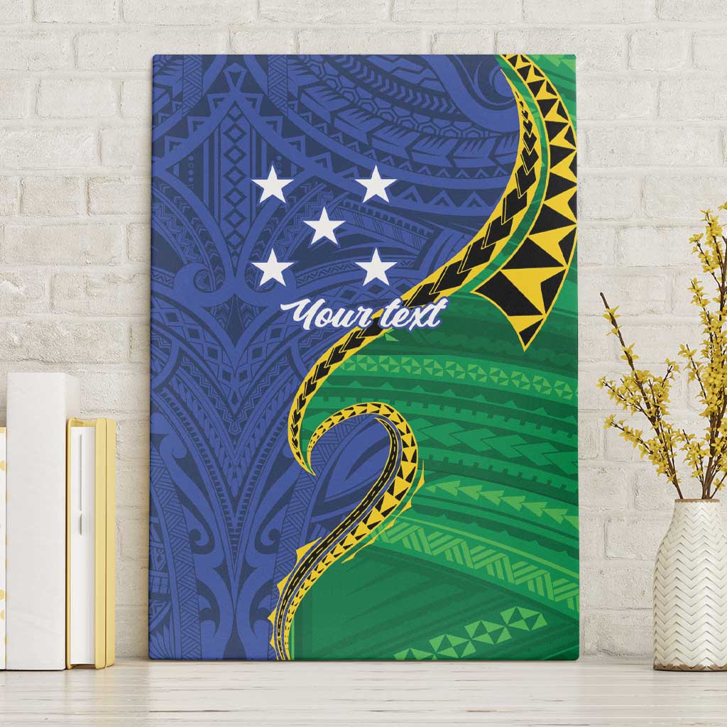 Solomon Islands Independence Day 1978 Personalised Canvas Wall Art Polynesian Pattern with Flag Style