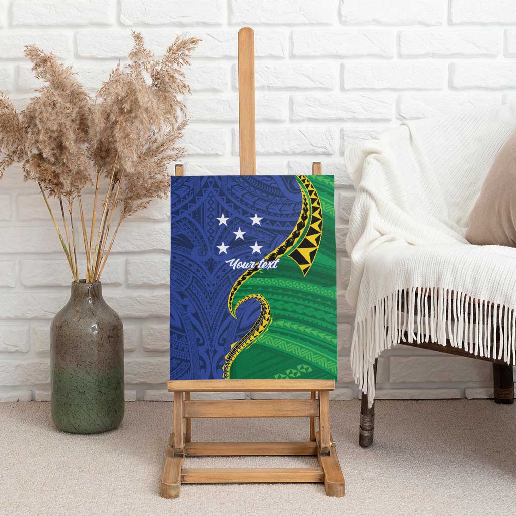 Solomon Islands Independence Day 1978 Personalised Canvas Wall Art Polynesian Pattern with Flag Style