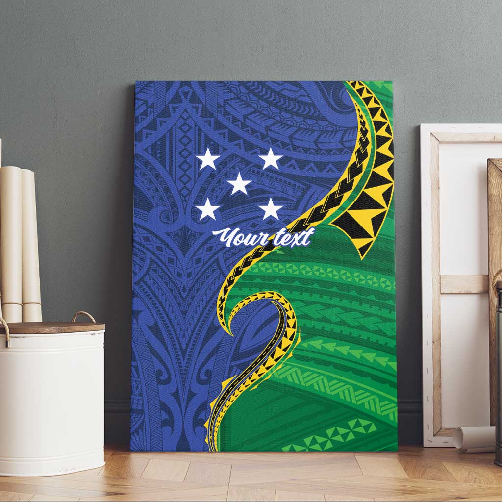Solomon Islands Independence Day 1978 Personalised Canvas Wall Art Polynesian Pattern with Flag Style