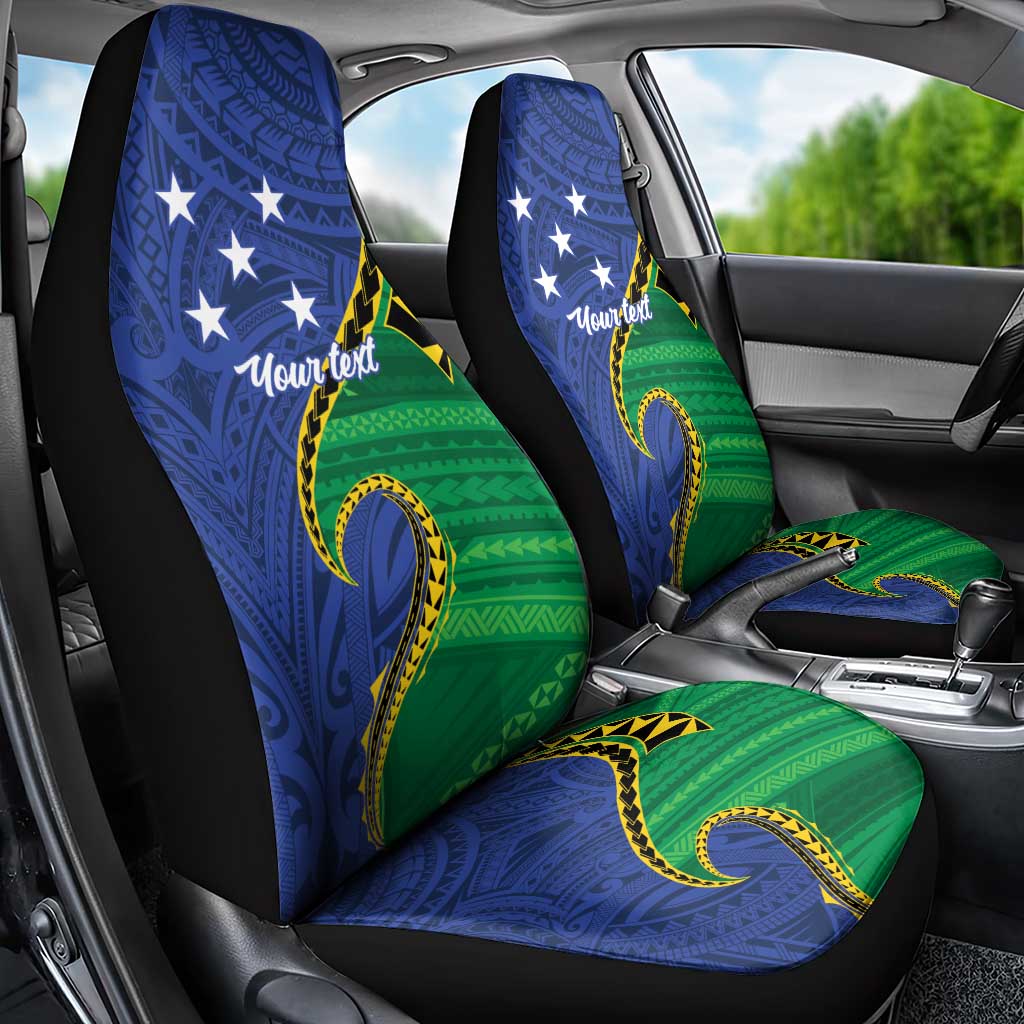 Solomon Islands Independence Day 1978 Personalised Car Seat Cover Polynesian Pattern with Flag Style