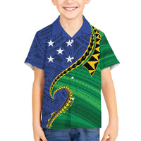 Solomon Islands Independence Day 1978 Personalised Family Matching Long Sleeve Bodycon Dress and Hawaiian Shirt Polynesian Pattern with Flag Style