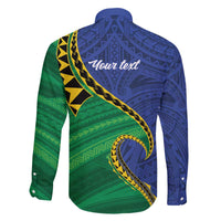 Solomon Islands Independence Day 1978 Personalised Family Matching Off The Shoulder Long Sleeve Dress and Hawaiian Shirt Polynesian Pattern with Flag Style