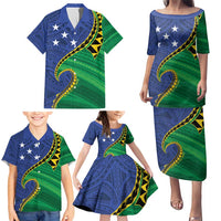 Solomon Islands Independence Day 1978 Personalised Family Matching Puletasi and Hawaiian Shirt Polynesian Pattern with Flag Style