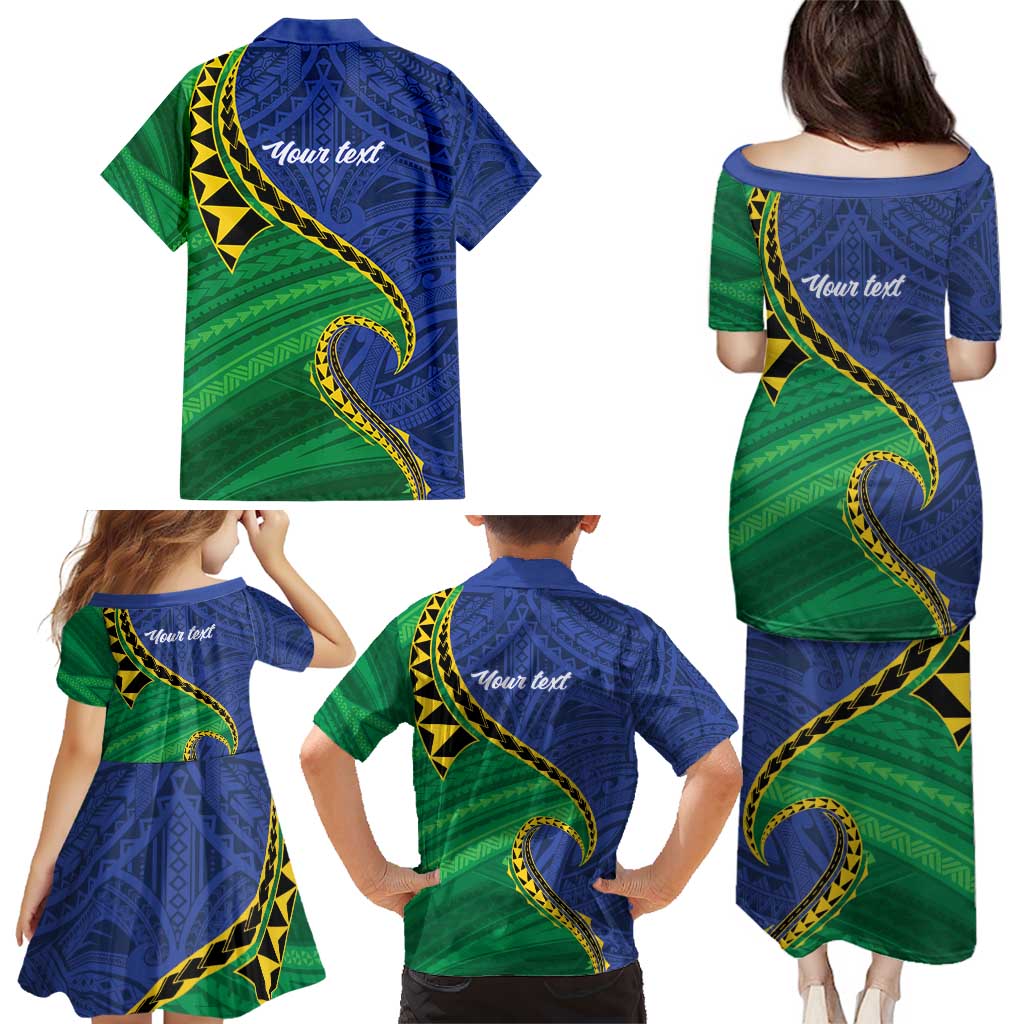 Solomon Islands Independence Day 1978 Personalised Family Matching Puletasi and Hawaiian Shirt Polynesian Pattern with Flag Style