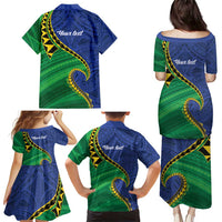 Solomon Islands Independence Day 1978 Personalised Family Matching Puletasi and Hawaiian Shirt Polynesian Pattern with Flag Style