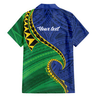 Solomon Islands Independence Day 1978 Personalised Family Matching Short Sleeve Bodycon Dress and Hawaiian Shirt Polynesian Pattern with Flag Style