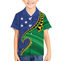 Solomon Islands Independence Day 1978 Personalised Family Matching Short Sleeve Bodycon Dress and Hawaiian Shirt Polynesian Pattern with Flag Style
