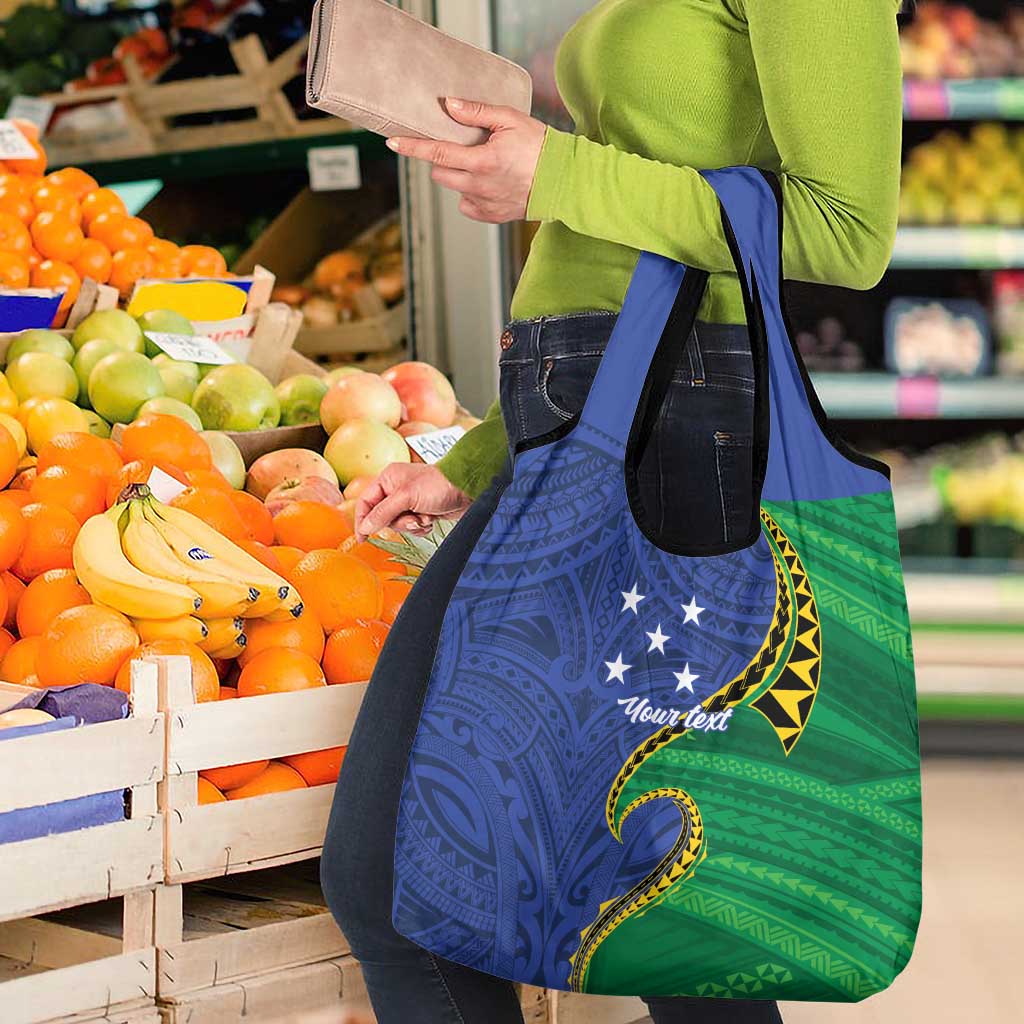 Solomon Islands Independence Day 1978 Personalised Grocery Bag Polynesian Pattern with Flag Style