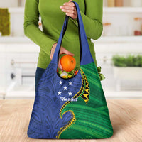 Solomon Islands Independence Day 1978 Personalised Grocery Bag Polynesian Pattern with Flag Style