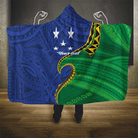 Solomon Islands Independence Day 1978 Personalised Hooded Blanket Polynesian Pattern with Flag Style