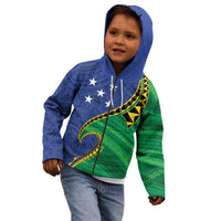 Solomon Islands Independence Day 1978 Personalised Kid Hoodie Polynesian Pattern with Flag Style