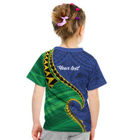Solomon Islands Independence Day 1978 Personalised Kid T Shirt Polynesian Pattern with Flag Style