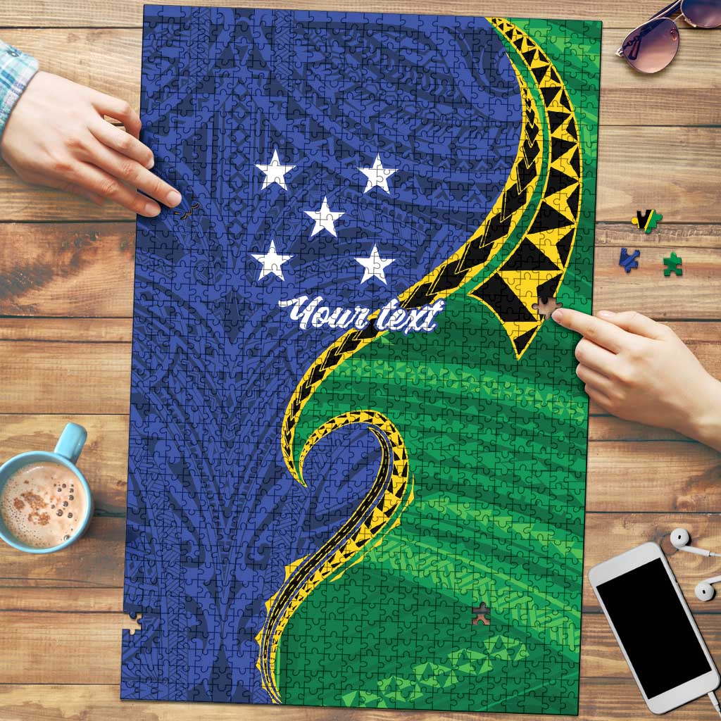 Solomon Islands Independence Day 1978 Personalised Puzzle Polynesian Pattern with Flag Style - Polynesian Pride
