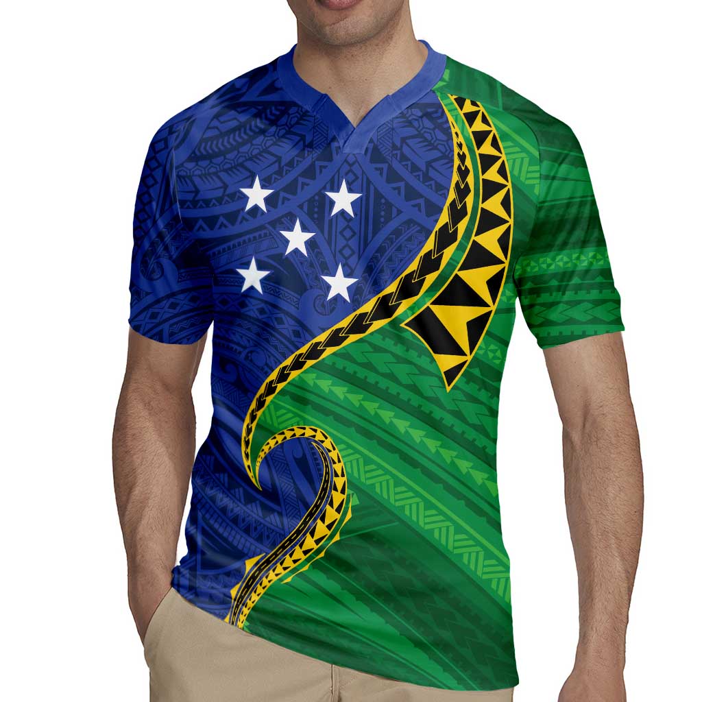 Solomon Islands Independence Day 1978 Personalised Rugby Jersey Polynesian Pattern with Flag Style