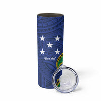 Solomon Islands Independence Day 1978 Personalised Skinny Tumbler Polynesian Pattern with Flag Style