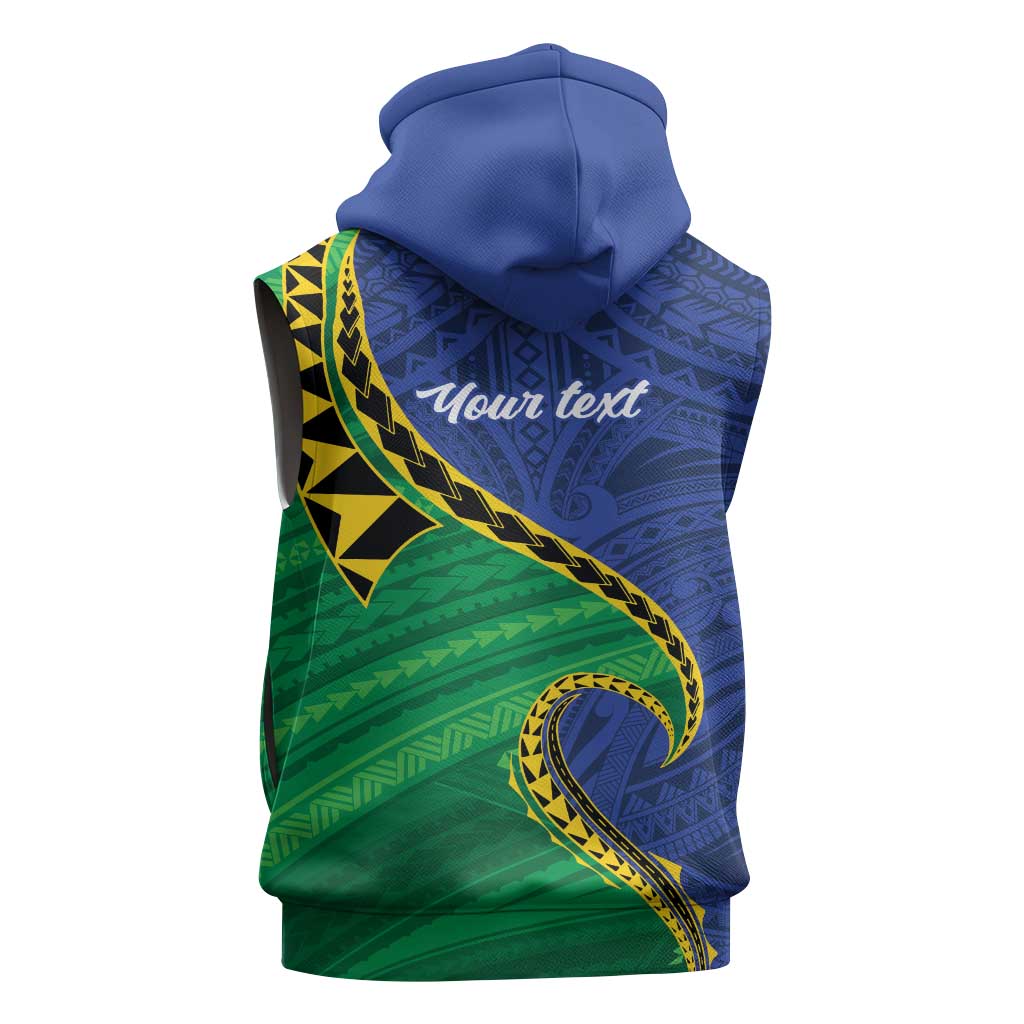 Solomon Islands Independence Day 1978 Personalised Sleeveless Hoodie Polynesian Pattern with Flag Style - Polynesian Pride