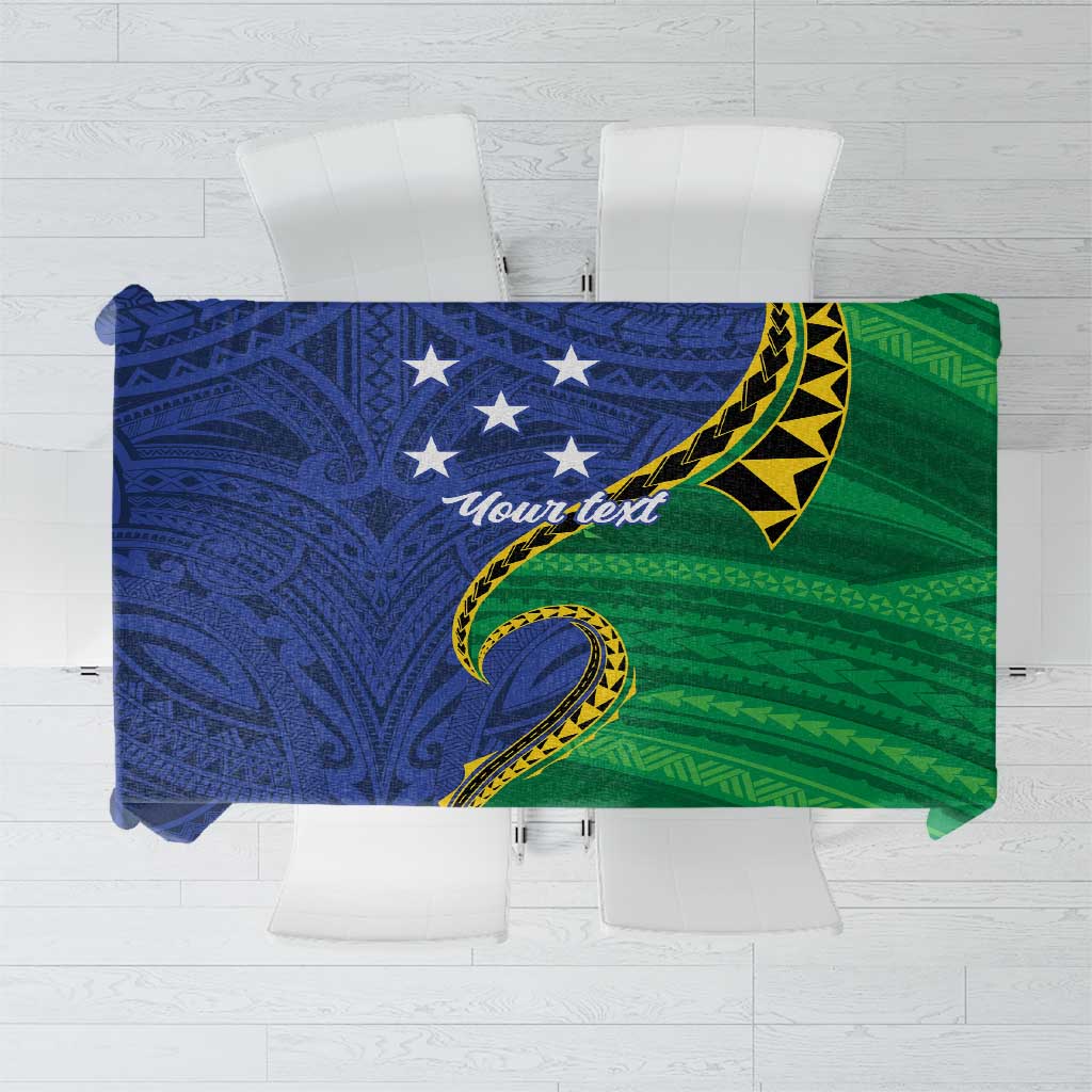 Solomon Islands Independence Day 1978 Personalised Tablecloth Polynesian Pattern with Flag Style