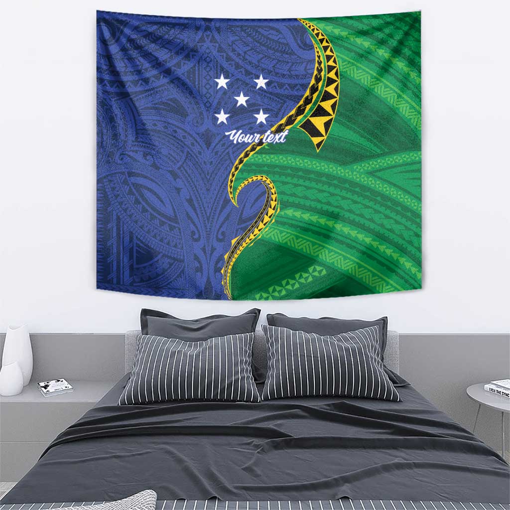 Solomon Islands Independence Day 1978 Personalised Tapestry Polynesian Pattern with Flag Style