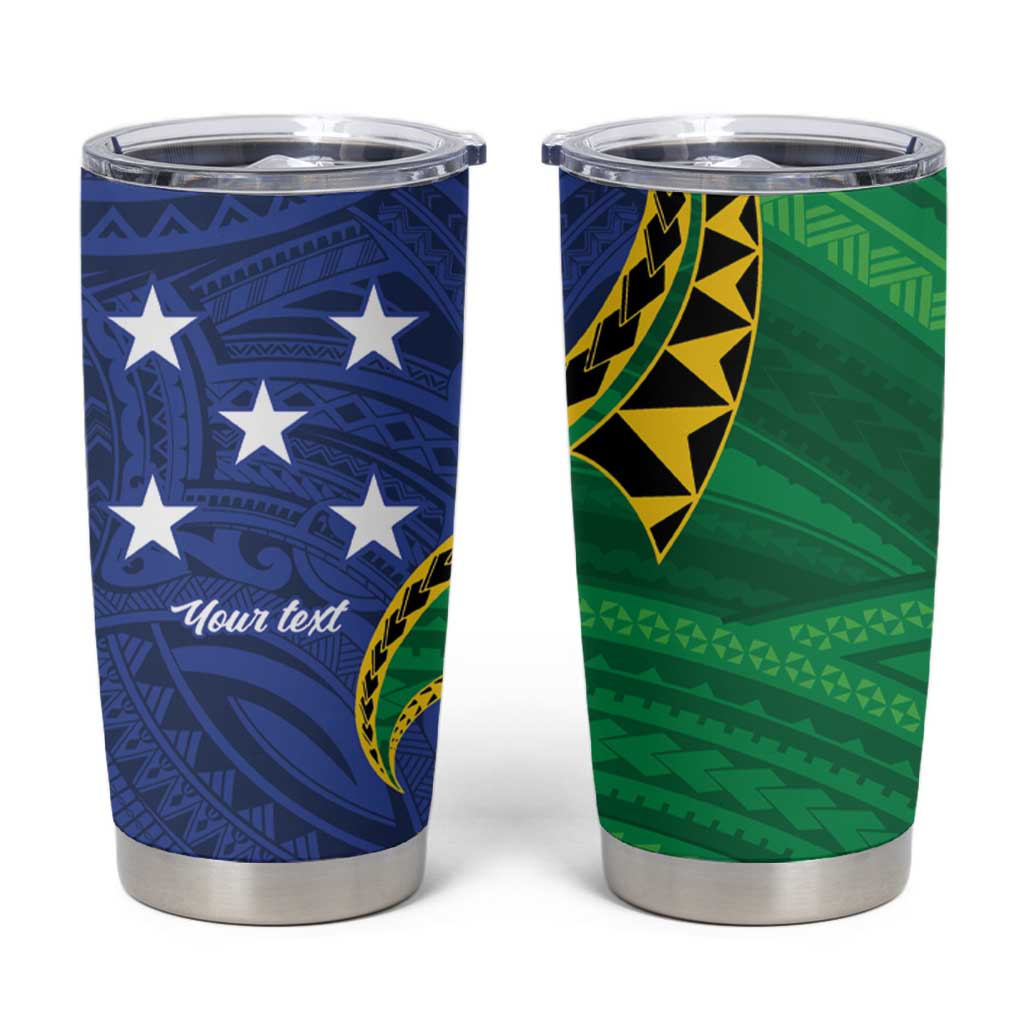 Solomon Islands Independence Day 1978 Personalised Tumbler Cup Polynesian Pattern with Flag Style