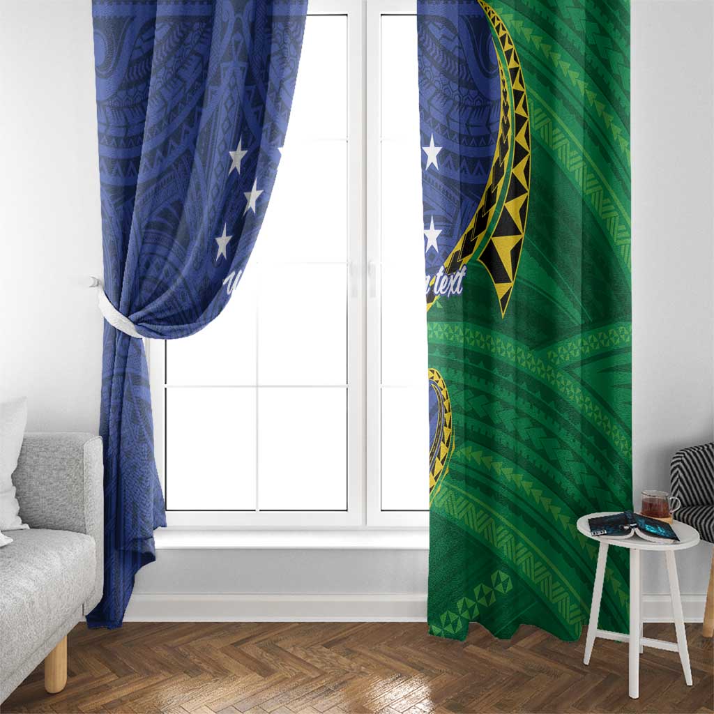 Solomon Islands Independence Day 1978 Personalised Window Curtain Polynesian Pattern with Flag Style