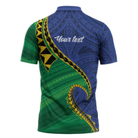 Solomon Islands Independence Day 1978 Personalised Zipper Polo Shirt Polynesian Pattern with Flag Style LT9 - Polynesian Pride