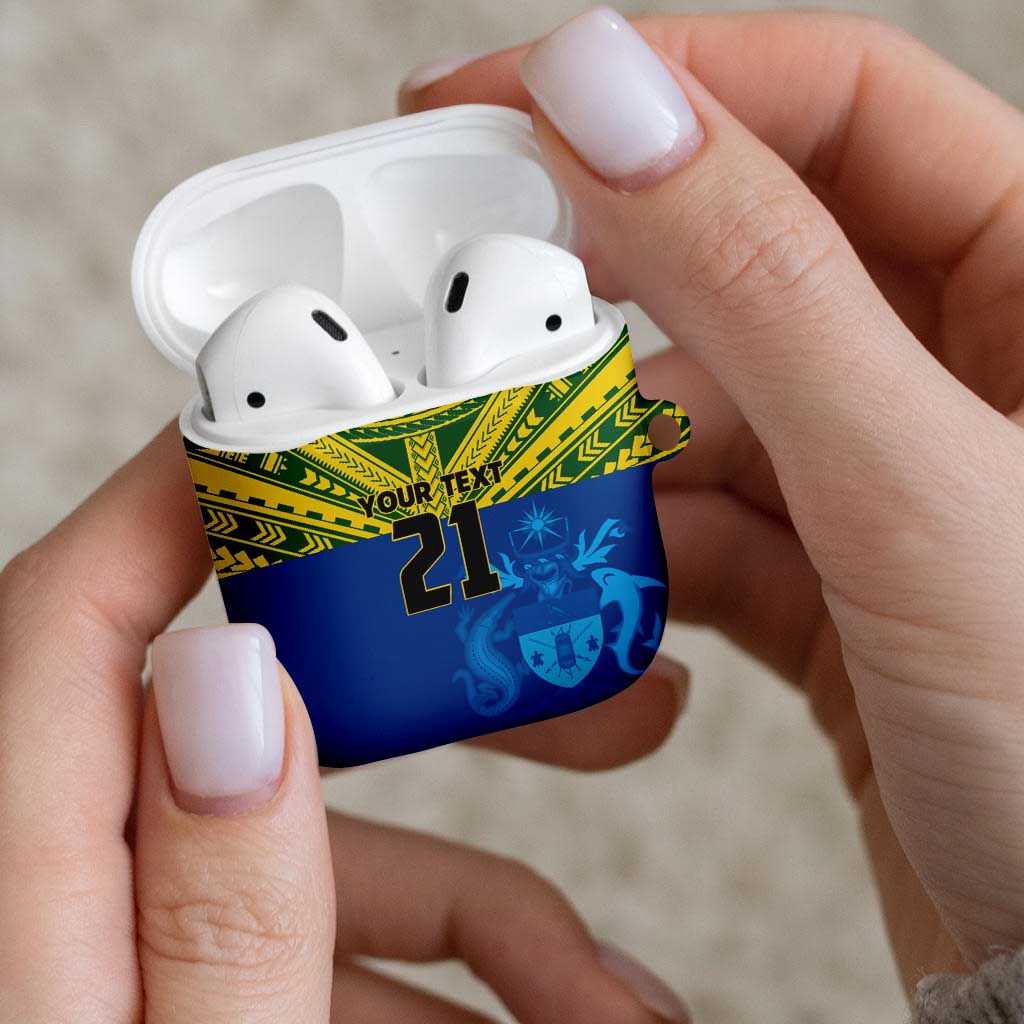 Solomon Islands Rugby Custom AirPods Case Simple Coat of arm Polynesian Pattern - Polynesian Pride