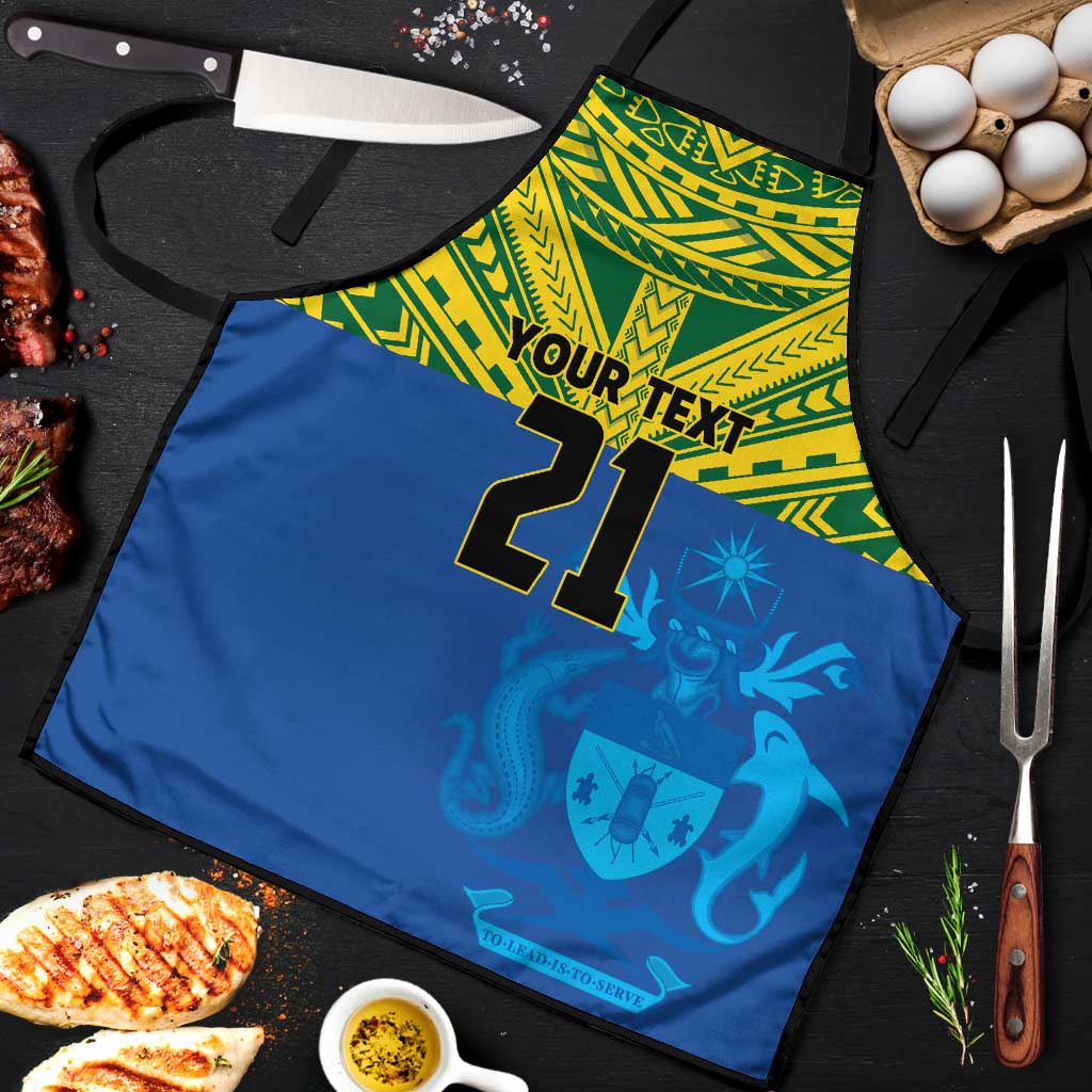 Solomon Islands Rugby Custom Apron Simple Coat of arm Polynesian Pattern - Polynesian Pride