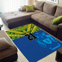 Solomon Islands Rugby Custom Area Rug Simple Coat of arm Polynesian Pattern
