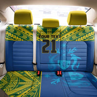 Solomon Islands Rugby Custom Back Car Seat Cover Simple Coat of arm Polynesian Pattern