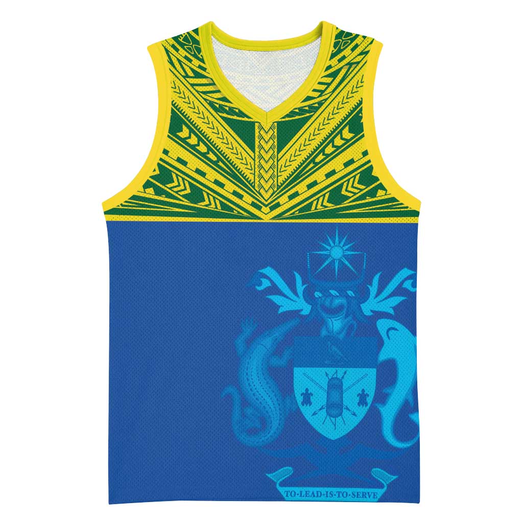 Solomon Islands Rugby Custom Basketball Jersey Simple Coat of arm Polynesian Pattern LT9 Unisex Gold - Polynesian Pride
