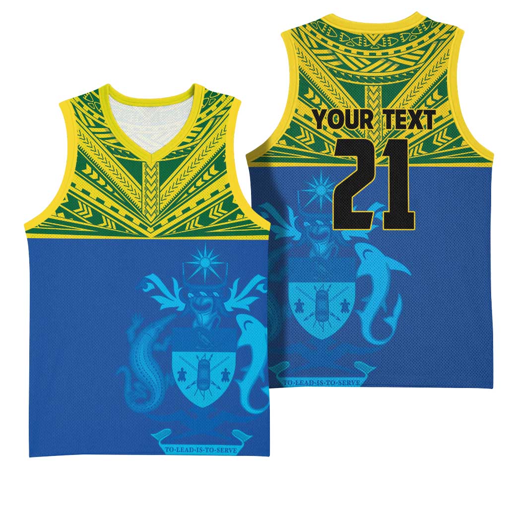 Solomon Islands Rugby Custom Basketball Jersey Simple Coat of arm Polynesian Pattern LT9 - Polynesian Pride