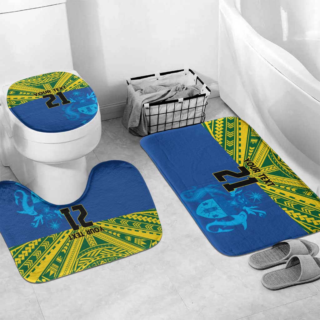 Solomon Islands Rugby Custom Bathroom Set Simple Coat of arm Polynesian Pattern - Polynesian Pride