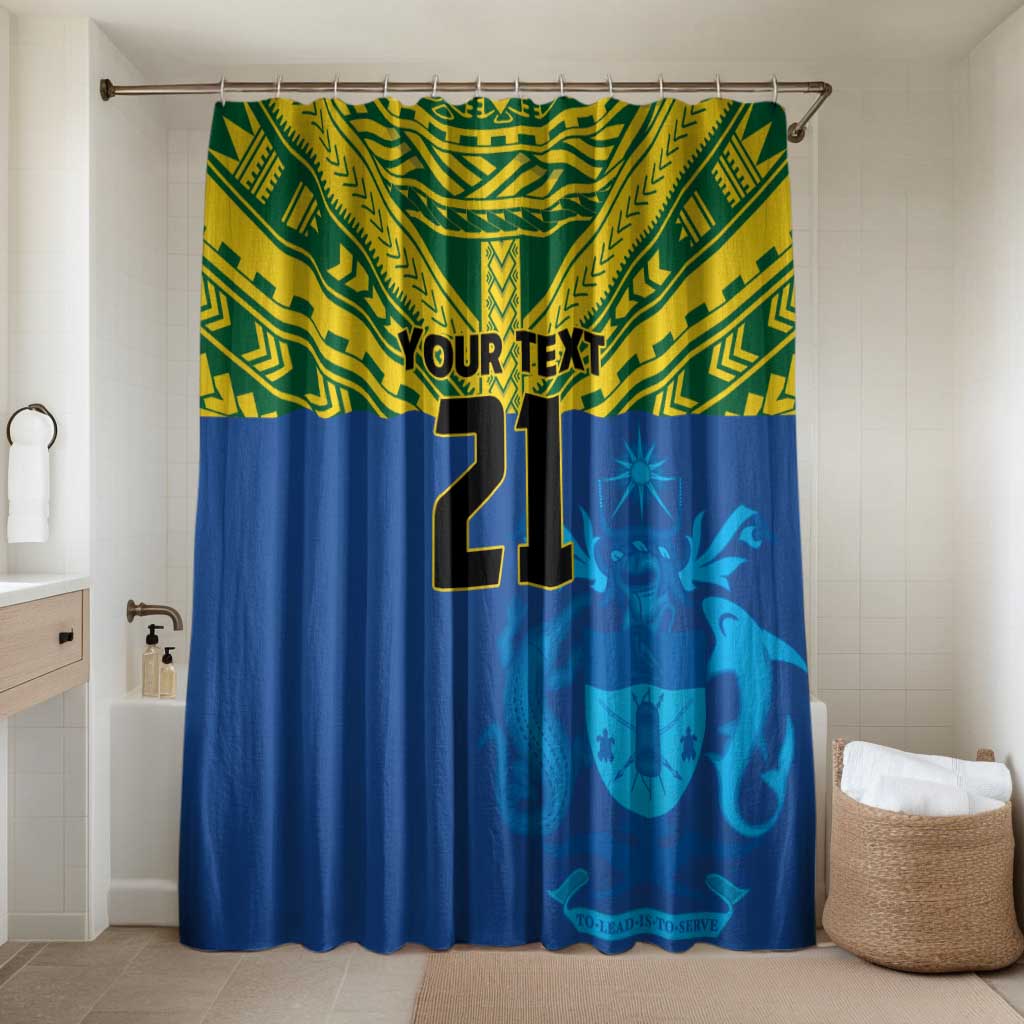 Solomon Islands Rugby Custom Bathroom Set Simple Coat of arm Polynesian Pattern - Polynesian Pride