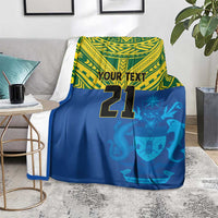 Solomon Islands Rugby Custom Blanket Simple Coat of arm Polynesian Pattern