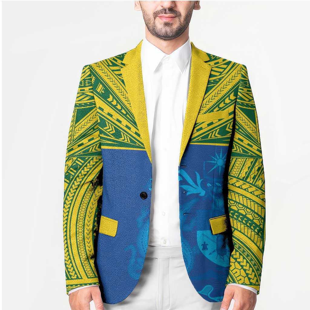 Solomon Islands Rugby Custom Blazer Simple Coat of arm Polynesian Pattern - Polynesian Pride