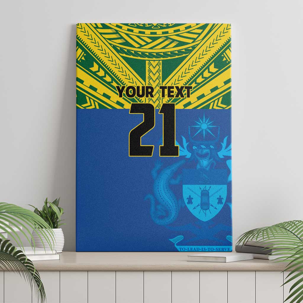 Solomon Islands Rugby Custom Canvas Wall Art Simple Coat of arm Polynesian Pattern
